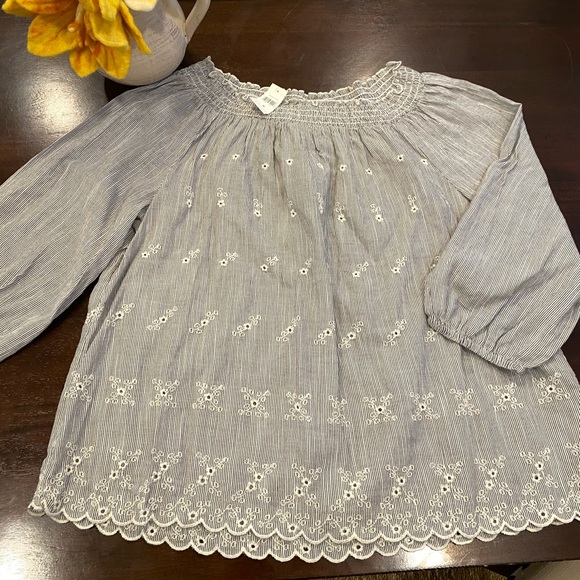 GAP Tops - Eyelet Striped Linen Gap Blouse